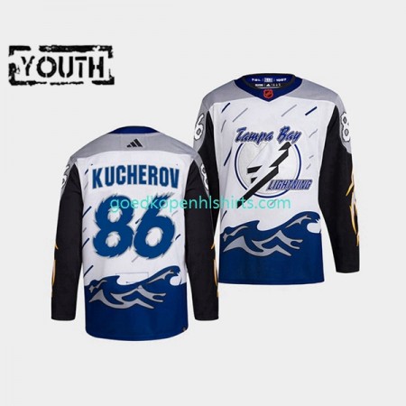 Tampa Bay Lightning Nikita Kucherov 86 Adidas 2022 Reverse Retro Wit Authentic Shirt - Kinderen